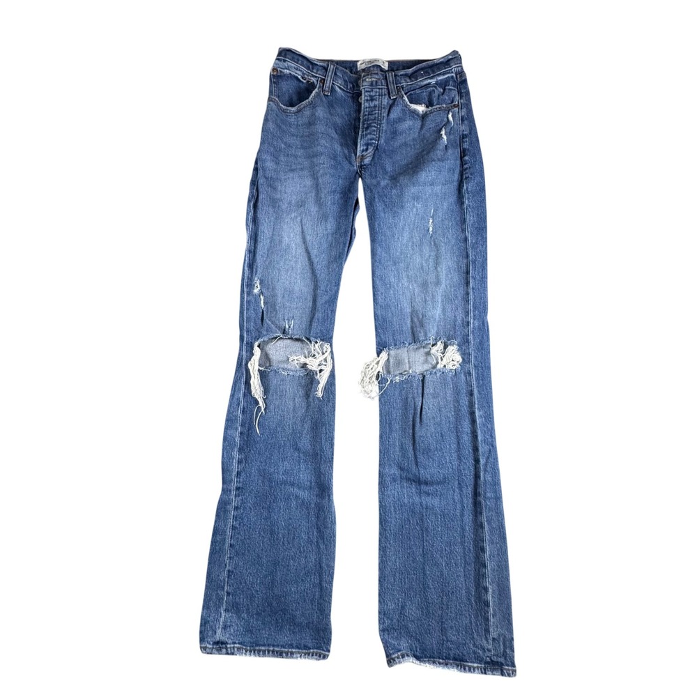 Abercrombie & Fitch The 90s Baggy Low Rise Women 26 2L Blue Distressed Jeans